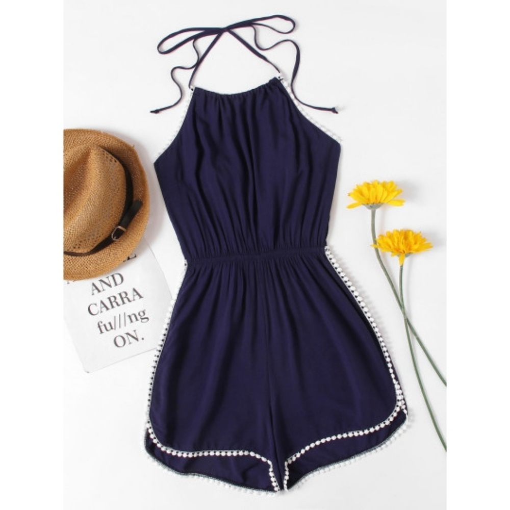 NWOT Halter Lace Trim Romper